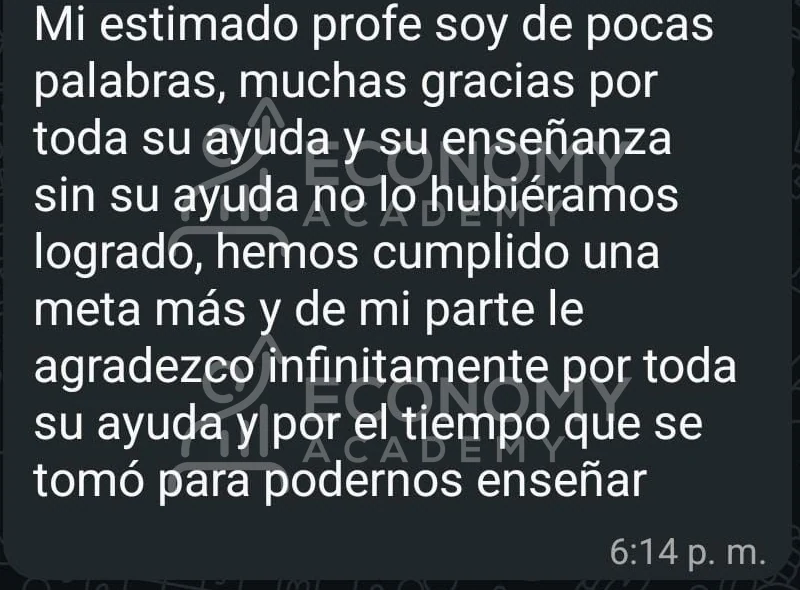 Captura anónima: agradecimiento por la enseñanza y el tiempo dedicado a alcanzar una meta.