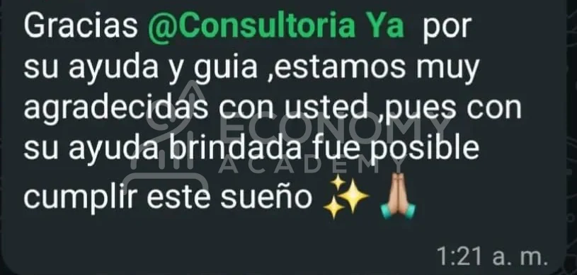 Captura anónima: mensaje de agradecimiento por la ayuda y guía para cumplir un sueño.