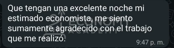Captura anónima: una persona expresa estar sumamente agradecida con el trabajo realizado.