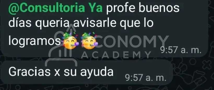 Captura anónima: celebración de un logro y agradecimiento por la ayuda.