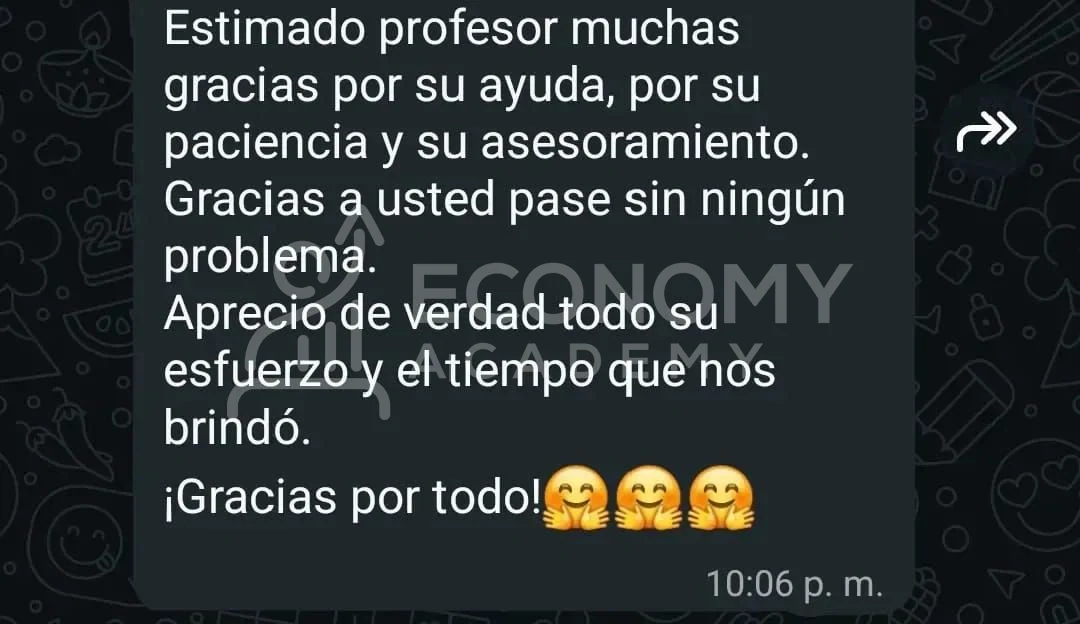 Captura anónima: agradecimiento por la ayuda, paciencia y asesoramiento; la persona relata que pasó sin ningún problema.