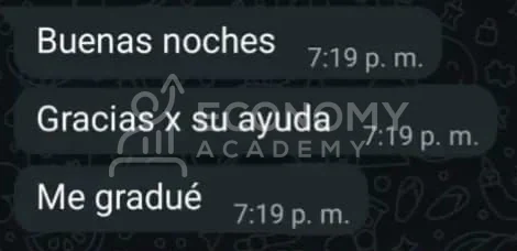 Captura anónima: mensajes que agradecen la ayuda y anuncian una graduación.