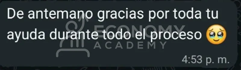Captura anónima: agradecimiento por la ayuda recibida durante todo el proceso.