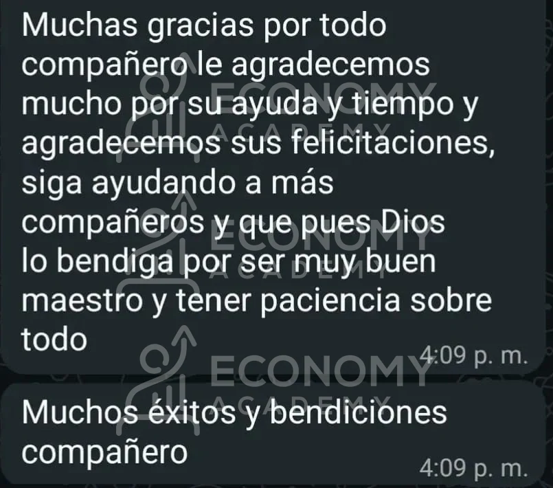 Captura anónima: mensajes de agradecimiento por la ayuda, el tiempo y la paciencia al enseñar.